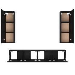 vidaXL Set Mobili Porta TV 4 pz Nero in Legno ingegnerizzato