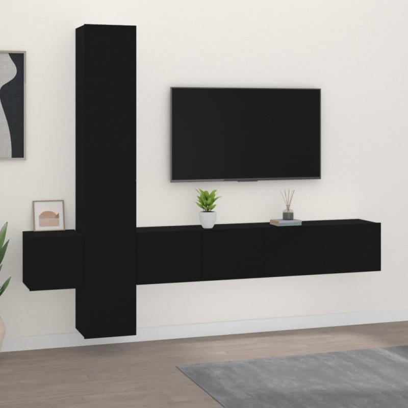 vidaXL Set di Mobili Porta TV 5 pz Nero in Legno ingegnerizzato