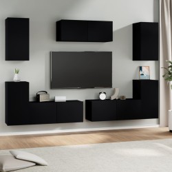 vidaXL Set di Mobili Porta TV 7 pz Nero in Legno ingegnerizzato