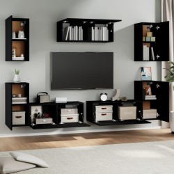 vidaXL Set di Mobili Porta TV 7 pz Nero in Legno ingegnerizzato