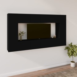 vidaXL Set Mobili Porta TV 8pz Nero in Legno ingegnerizzato