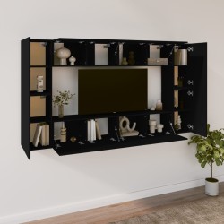 vidaXL Set Mobili Porta TV 8pz Nero in Legno ingegnerizzato