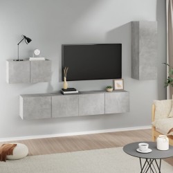 vidaXL Set di Mobili Porta TV 4 pz Grigio Cemento in Legno ingegnerizzato