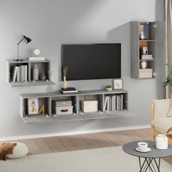 vidaXL Set di Mobili Porta TV 4 pz Grigio Cemento in Legno ingegnerizzato