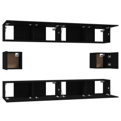 vidaXL Set Mobili Porta TV 6 pz Nero in Legno ingegnerizzato