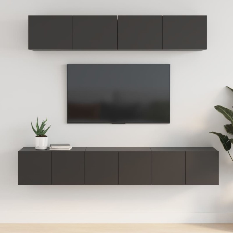 vidaXL Set di Mobili Porta TV 5 pz Nero in Legno ingegnerizzato