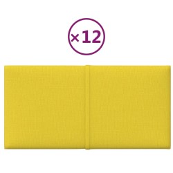 Pannelli Murali 12 pz Gialli 30x15 cm Tessuto 0,54 m²