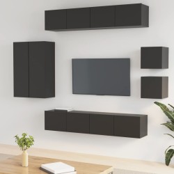 vidaXL Set Mobili Porta TV 8pz Nero in Legno ingegnerizzato