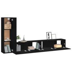 vidaXL Set Mobili Porta TV 3 pz Nero in Legno ingegnerizzato