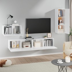 vidaXL Set di Mobili Porta TV 4 pz Bianco in Legno ingegnerizzato