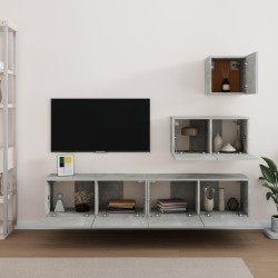 vidaXL Set di Mobili Porta TV 4 pz Grigio Cemento in Legno ingegnerizzato