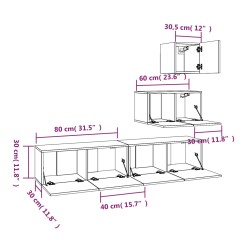 vidaXL Set di Mobili Porta TV 4 pz Grigio Cemento in Legno ingegnerizzato