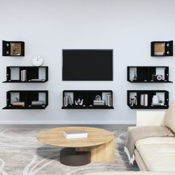 vidaXL Set di Mobili Porta TV 7 pz Nero in Legno ingegnerizzato