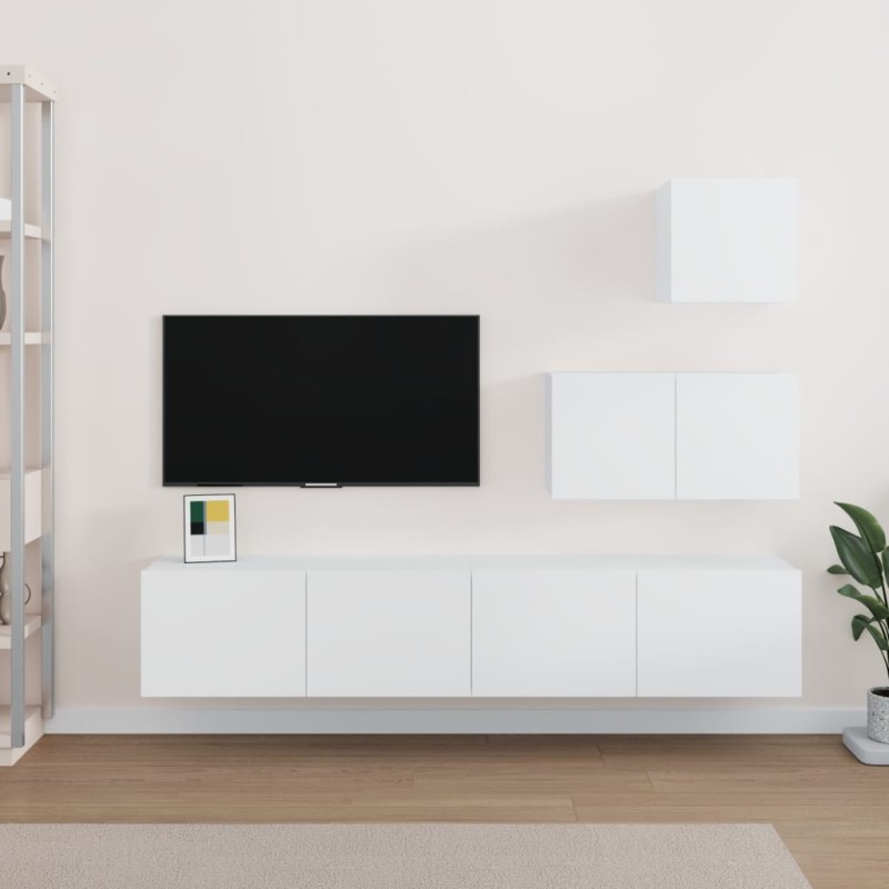 vidaXL Set di Mobili Porta TV 4 pz Bianco in Legno ingegnerizzato