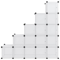 vidaXL Organizzatore Portaoggetti con 15 Cubi e Ante Trasparenti in PP
