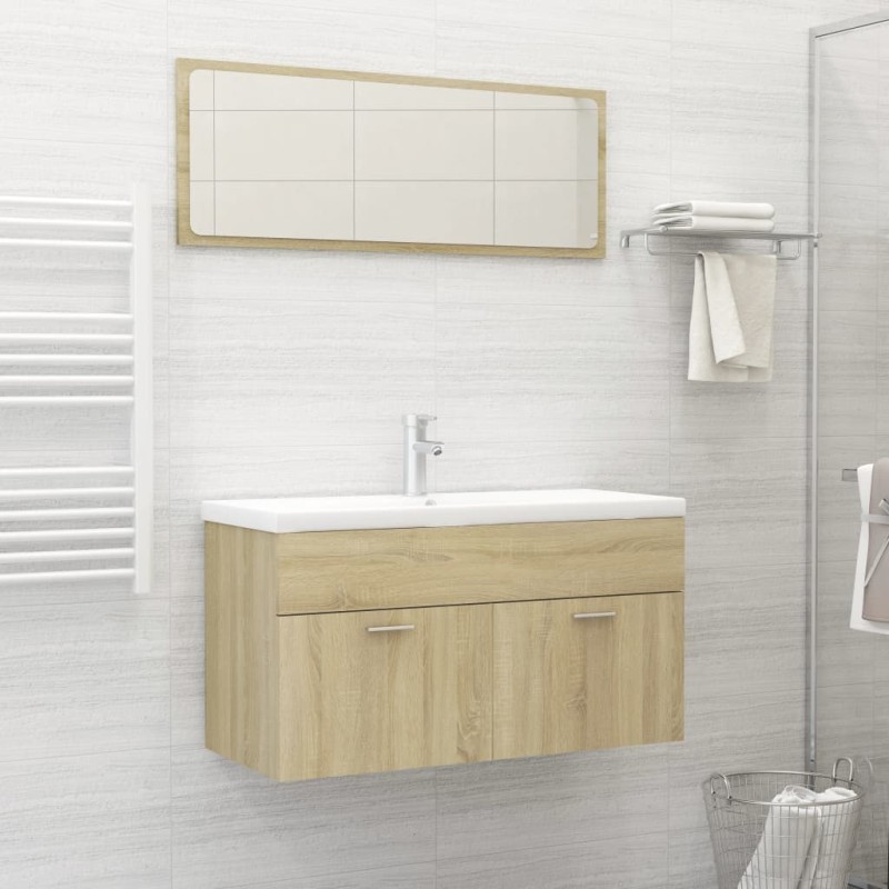 vidaXL Set Mobili da Bagno 2 pz Rovere Sonoma in Truciolato