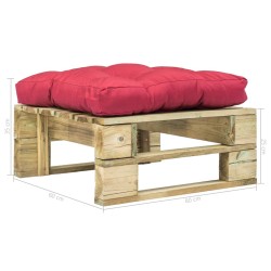 vidaXL Ottomana da Giardino in Pallet con Cuscino Rosso Legno Verde