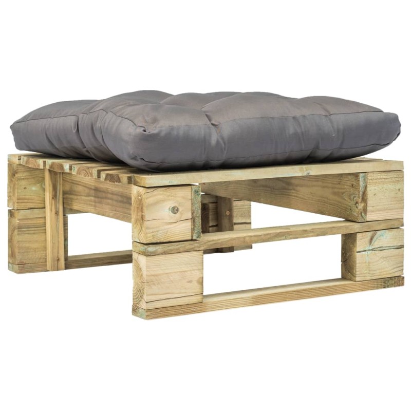 vidaXL Ottomana da Giardino in Pallet con Cuscino Grigio Legno Verde