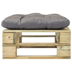 vidaXL Ottomana da Giardino in Pallet con Cuscino Grigio Legno Verde