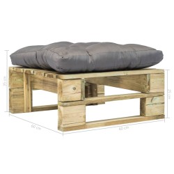 vidaXL Ottomana da Giardino in Pallet con Cuscino Grigio Legno Verde