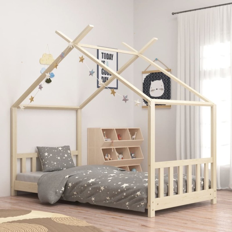 vidaXL Giroletto per Bambini in Legno Massello di Pino 80x160 cm