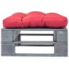 vidaXL Ottomana da Giardino in Pallet con Cuscino Rosso Legno Grigio