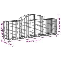 vidaXL Cesti Gabbioni ad Arco 2 pz 200x30x60/80 cm Ferro Zincato