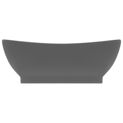 vidaXL Lavabo Troppopieno Ovale Grigio Scuro Opaco 58,5x39cm Ceramica