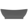 vidaXL Lavabo Troppopieno Ovale Grigio Scuro Opaco 58,5x39cm Ceramica