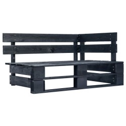 Divano Angolare da Giardino su Pallet Pino Impregnato Nero