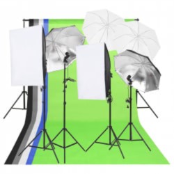 vidaXL Kit per Studio Fotografico con Set Luci, Fondale e Riflettore