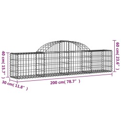 vidaXL Cesti Gabbioni ad Arco 9 pz 200x30x40/60 cm Ferro Zincato