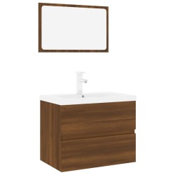 Set Mobili da Bagno Rovere Marrone in Legno Ingegnerizzato