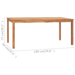 vidaXL Tavolo da Pranzo da Giardino 180x90x77 cm in Massello di Teak