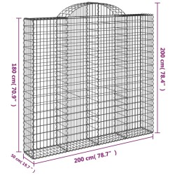 vidaXL Cesti Gabbioni ad Arco 5 pz 200x50x180/200 cm Ferro Zincato