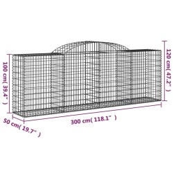 vidaXL Cesti Gabbioni ad Arco 30 pz 300x50x100/120 cm Ferro Zincato