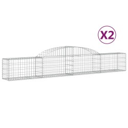 vidaXL Cesti Gabbioni ad Arco 2 pz 300x30x40/60 cm Ferro Zincato