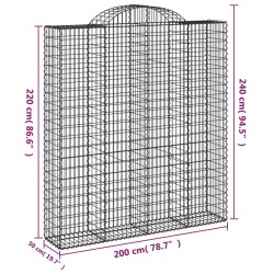 vidaXL Cesti Gabbioni ad Arco 2 pz 200x50x220/240 cm Ferro Zincato