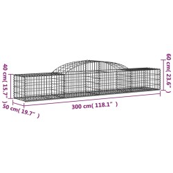 vidaXL Cesti Gabbioni ad Arco 9 pz 300x50x40/60 cm Ferro Zincato