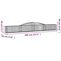 vidaXL Cesti Gabbioni ad Arco 9 pz 400x30x40/60 cm Ferro Zincato