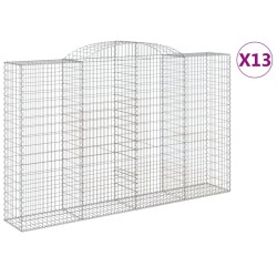 vidaXL Cesti Gabbioni ad Arco 13 pz 300x50x180/200 cm Ferro Zincato