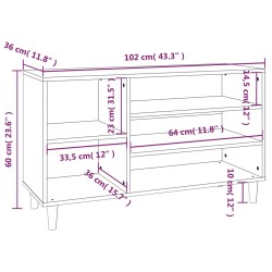 vidaXL Scarpiera Grigio Sonoma 102x36x60 cm in Legno Ingegnerizzato