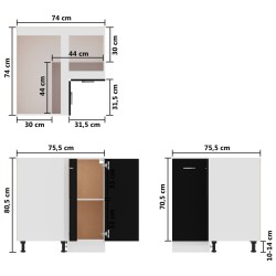 vidaXL Armadio Angolare Nero 75,5x75,5x80,5 cm in Truciolato