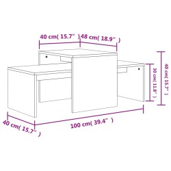 vidaXL Set Tavolini da Caffè Grigio Cemento 100x48x40 cm in Truciolato