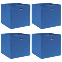 vidaXL Scatole 4 pz Blu 32x32x32 cm in Tessuto