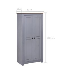 vidaXL Armadio Grigio 80x50x171,5 cm Legno Massello Pino Panama Range