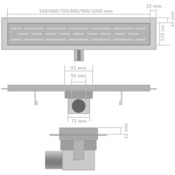 vidaXL Scarico Doccia Lineare 2 pz Design Onda 730x140 mm Acciaio Inox