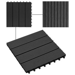 vidaXL Piastrelle per Decking 22 pz 30x30cm 2mq in WPC Nero