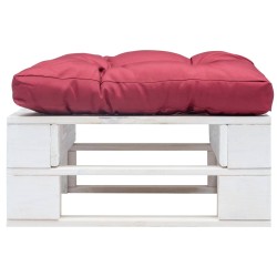 vidaXL Ottomana Pallet da Giardino con Cuscino Rosso in Legno Bianco