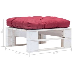 vidaXL Ottomana Pallet da Giardino con Cuscino Rosso in Legno Bianco